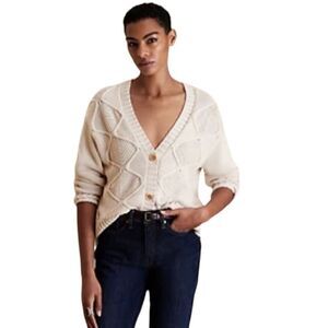 New! Banana Republic Cream Cable Knit Cardigan Sz S